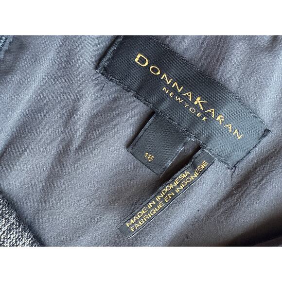 DONNA KARAN New York Asymmetric Pleated Sheath Dress Black/silver Gray Size 16 - Picture 7 of 8